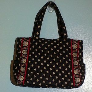 Vera Bradley black with red/cream flowers purse
